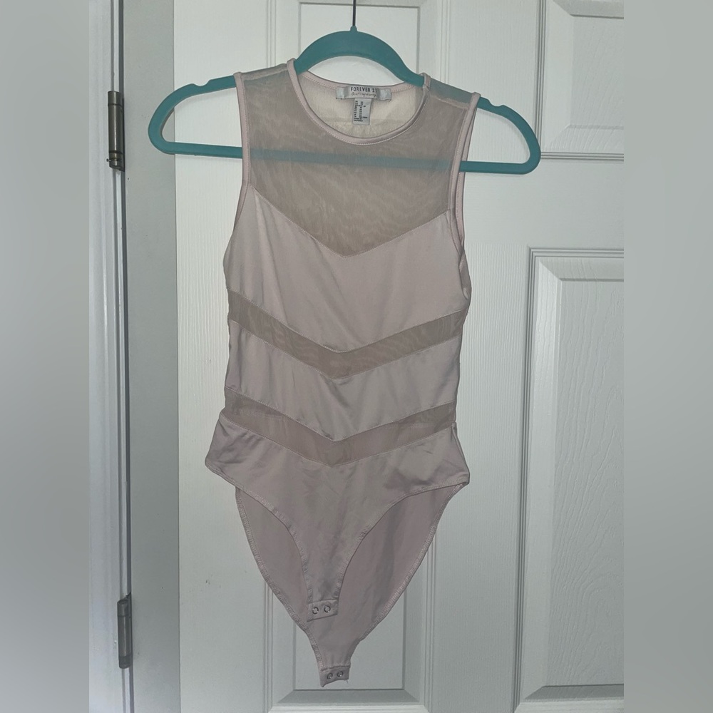 Forever 21 Pink Bodysuit With Mesh XS